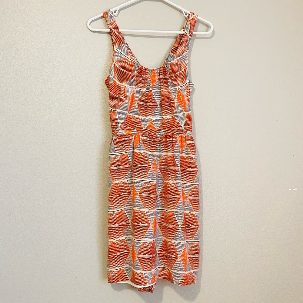 Madewell Graphic Dress, Size: 2, Color: Orange and Gray